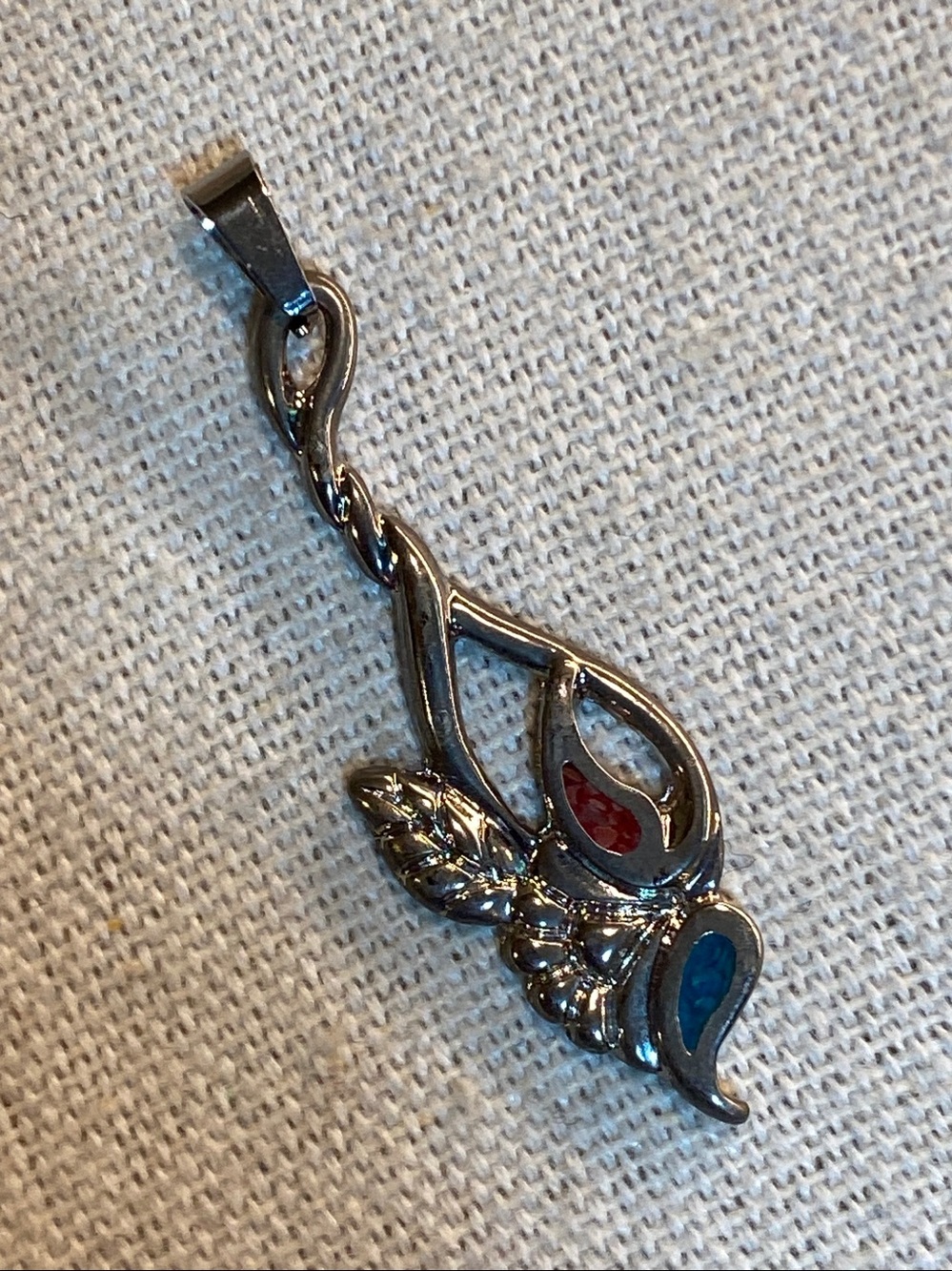 Vintage 1984 Inlay Pendant Abstract Southwestern Style